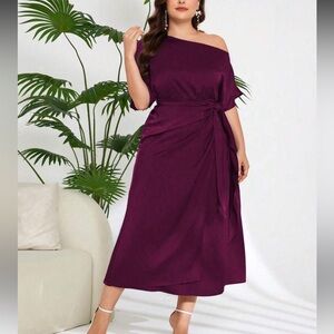 Elegant Off-Shoulder Purple Dress